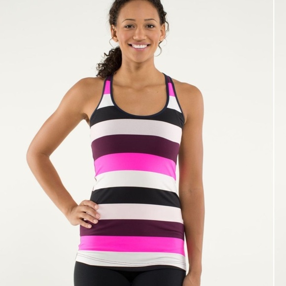 Lululemon cool racerback tank wide stripe bright 4 - Picture 1 of 5